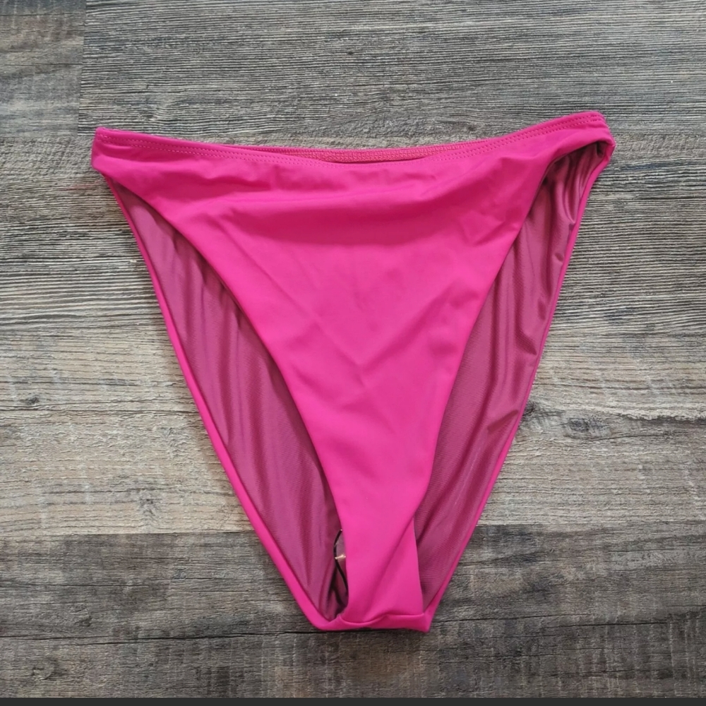 New Beach Riot High Leg Bikini Bottom Large L Pink